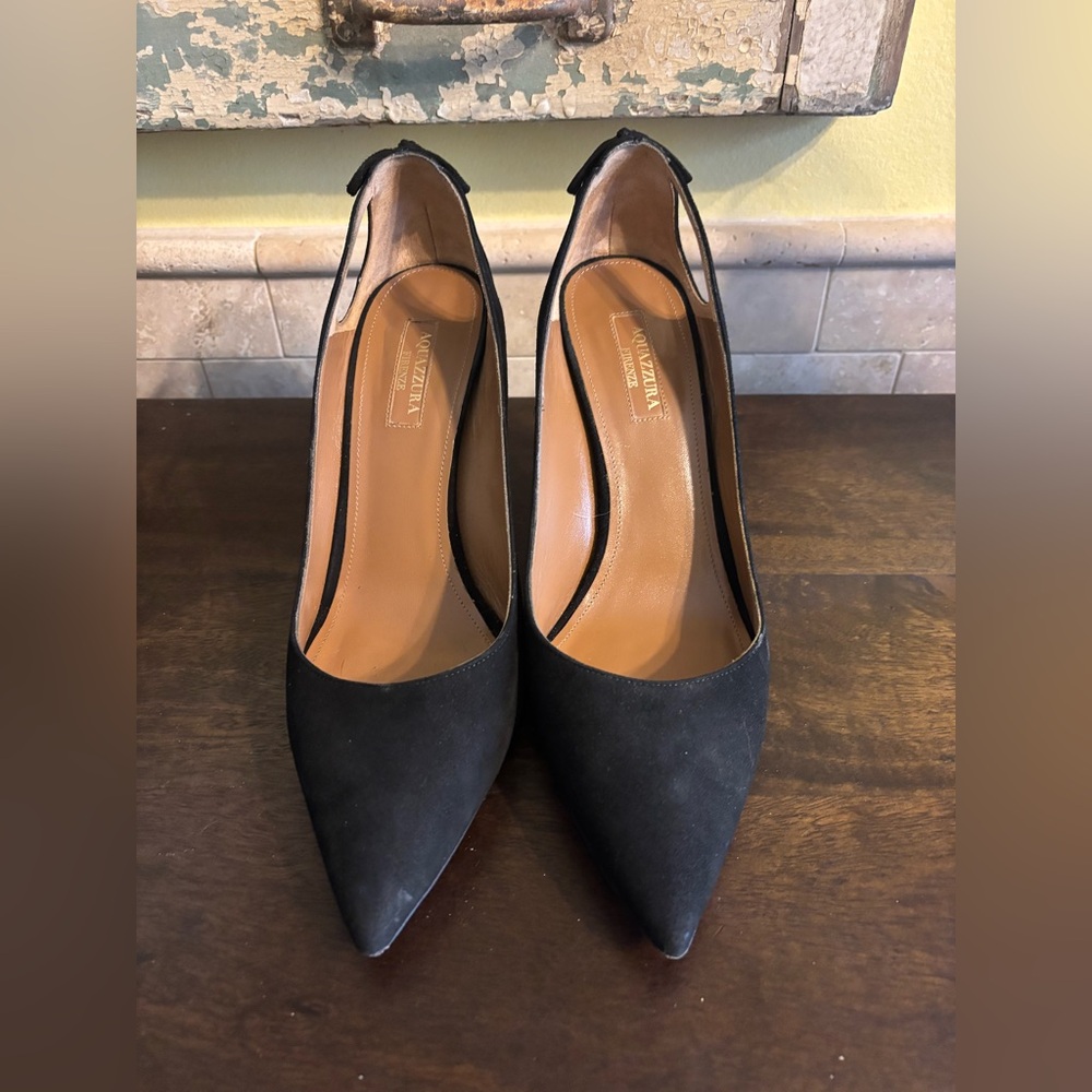 Aquazzura Black Suede Heels
